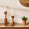 Sibu Acacia Wood Candlestick Holder Collection