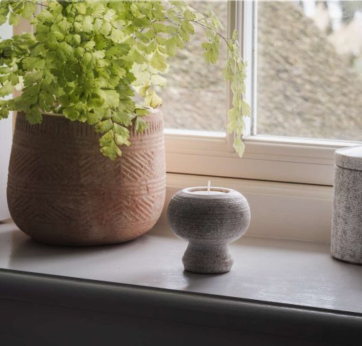 Asana Marble Tealight Holder - Grey