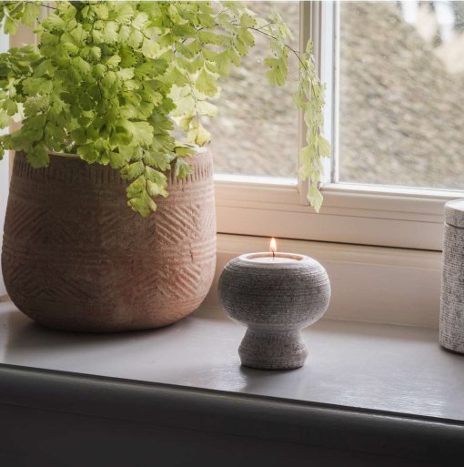 Asana Marble Tealight Holder - Grey