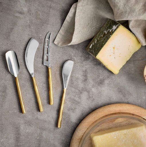 Darsa Cheese Knife Set - Brushed Gold (Set of 4)
