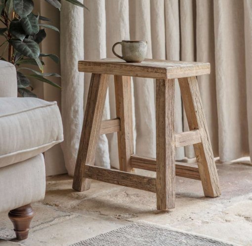 Ibo Reclaimed Wood Low Stool - Natural