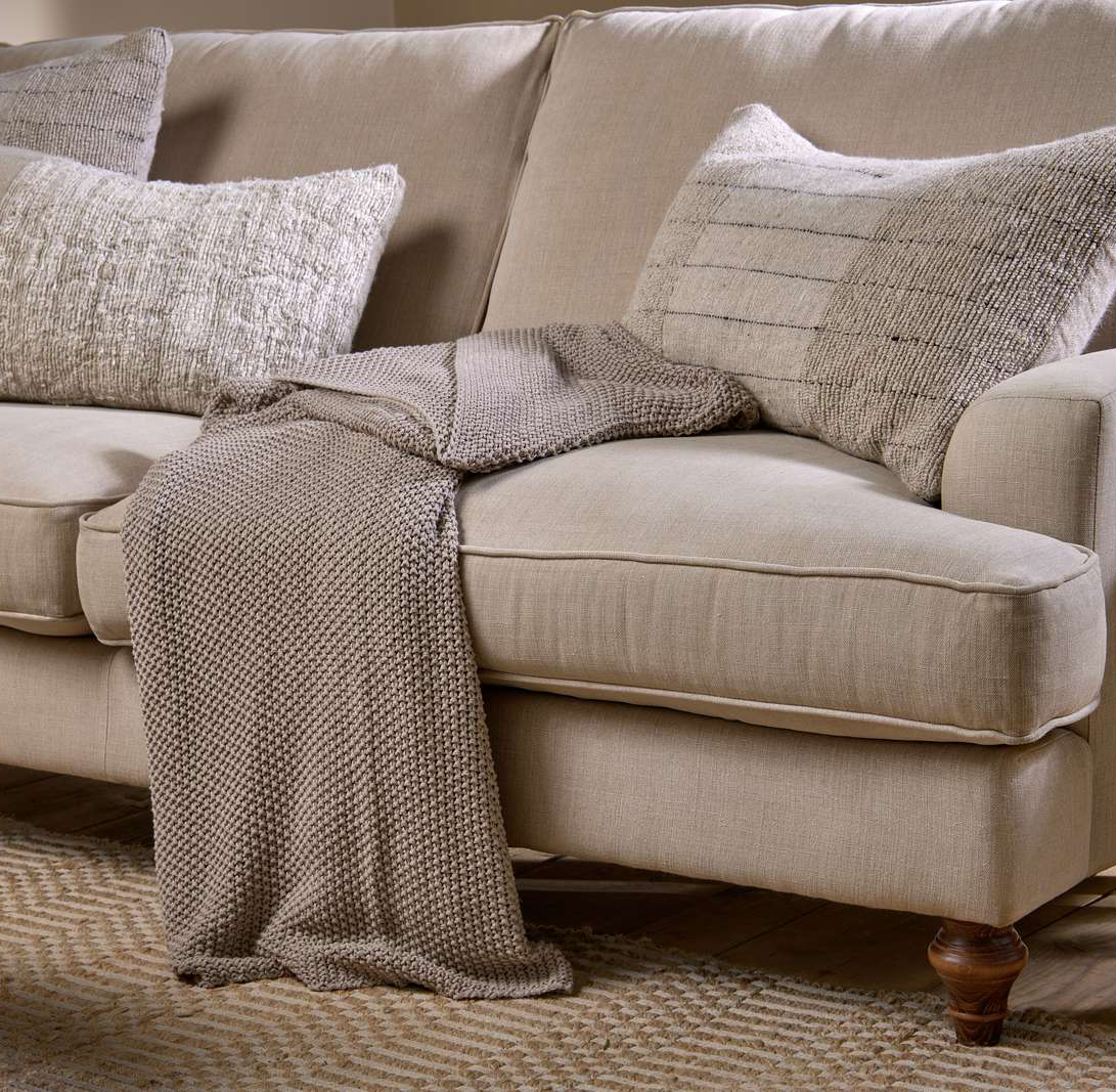 Nahan Moss Stitch Cotton Throw - Stone