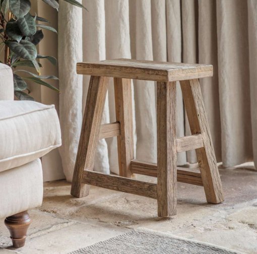 Ibo Reclaimed Wood Low Stool - Natural