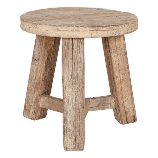 Ibo Reclaimed Wood Round Side Table - Natural