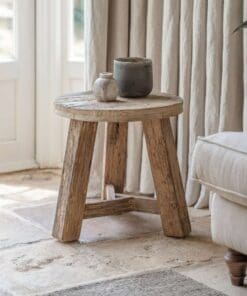 Ibo Reclaimed Wood Round Side Table - Natural