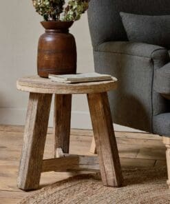 Ibo Reclaimed Wood Round Side Table - Natural