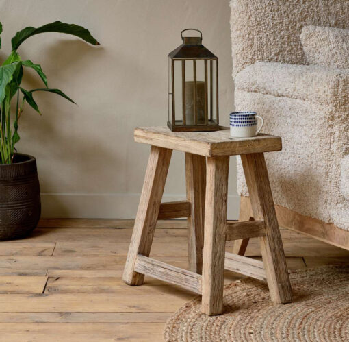 Ibo Reclaimed Wood Low Stool - Natural