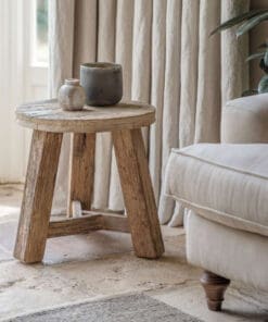 Ibo Reclaimed Wood Round Side Table - Natural