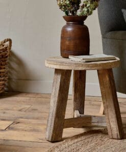 Ibo Reclaimed Wood Round Side Table - Natural