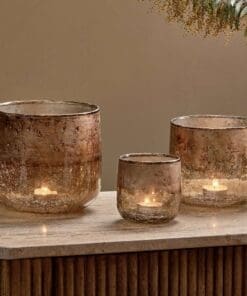 Konara Glass Tealight Holder - Copper Smoke