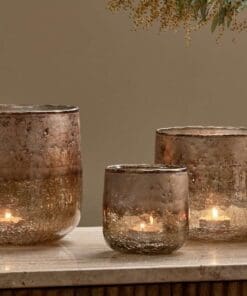 Konara Glass Tealight Holder - Copper Smoke