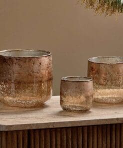 Konara Glass Tealight Holder - Copper Smoke