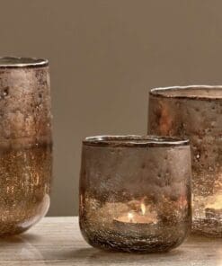 Konara Glass Tealight Holder - Copper Smoke