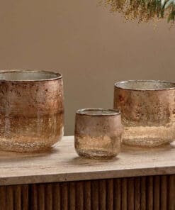 Konara Glass Tealight Holder - Copper Smoke