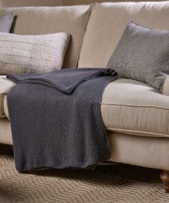 Nahan Moss Stitch Cotton Throw - Charcoal