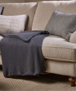 Nahan Moss Stitch Cotton Throw - Charcoal