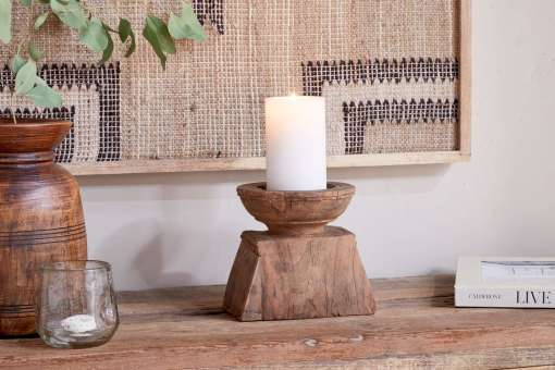 Thoko Reclaimed Square Candlestick - Dark Stain