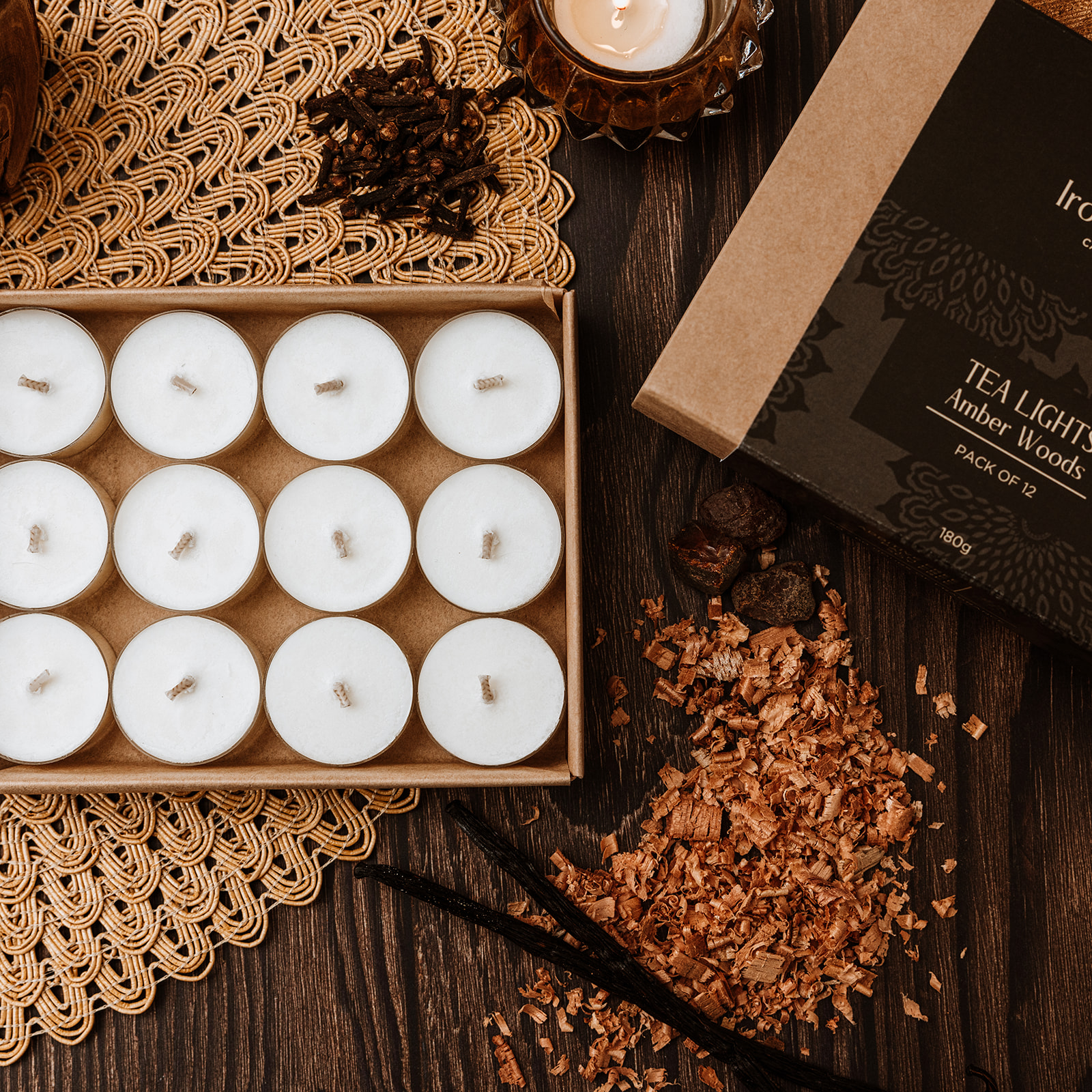 Amber Woods Luxury Tealights (Pack of 12)