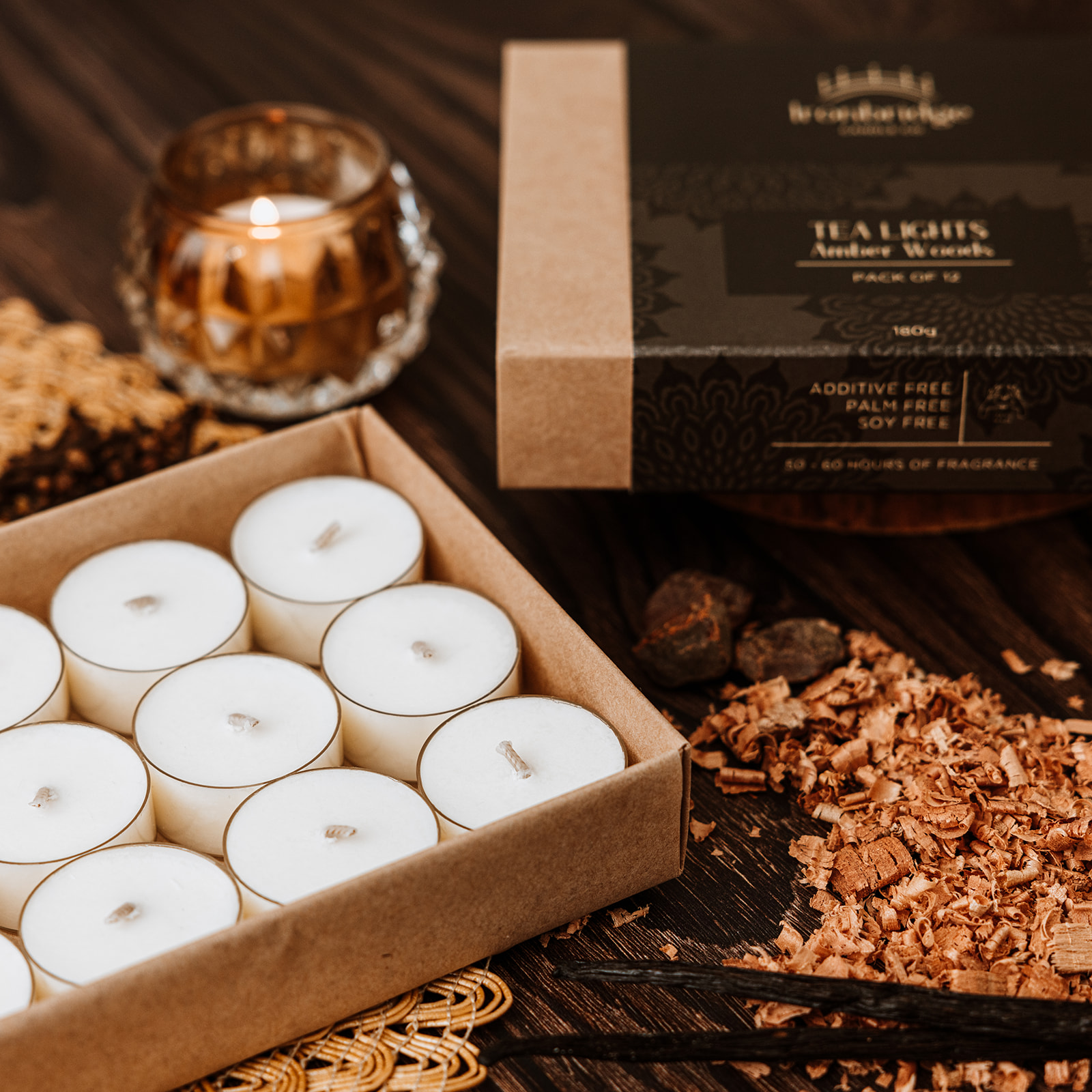 Amber Woods Luxury Tealights (Pack of 12)