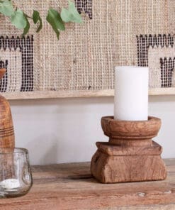 Thoko Reclaimed Square Candlestick - Dark Stain