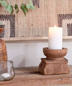 Thoko Reclaimed Square Candlestick - Dark Stain