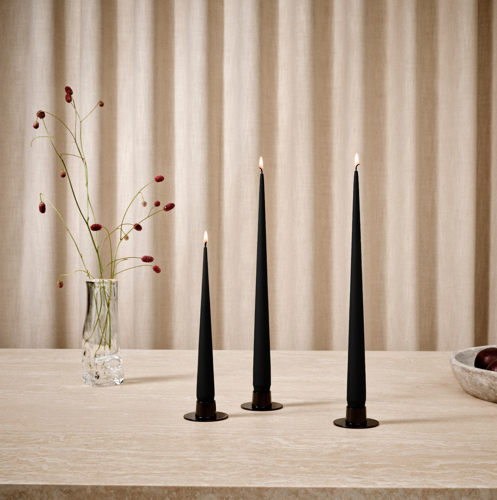 ester & erik Taper Candles - Velvet Black