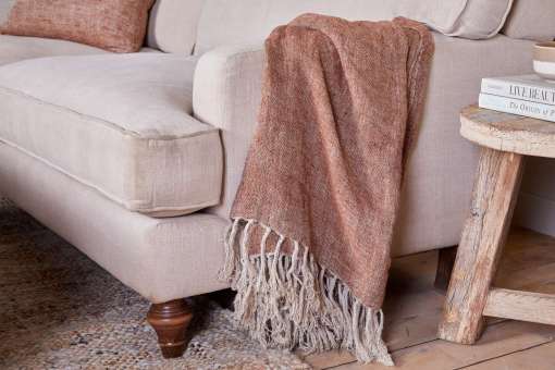 Kana Linen Throw - Rust