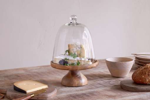 Kannati Mango Wood & Glass Cheese Stand