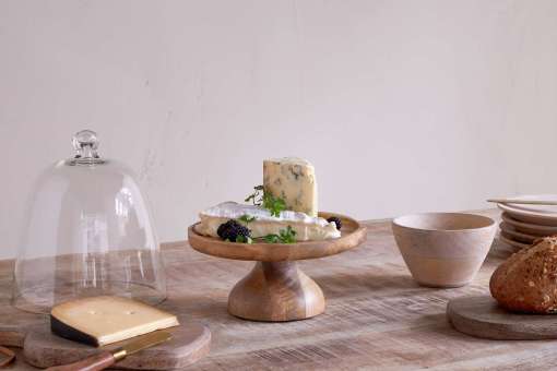 Kannati Mango Wood & Glass Cheese Stand