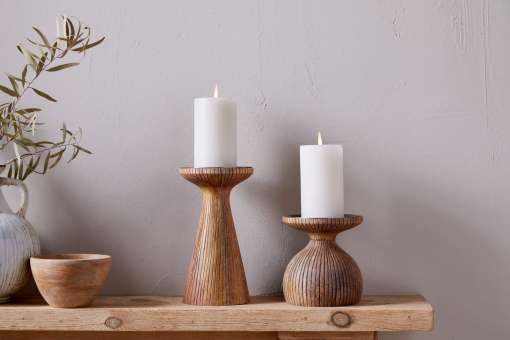 Omari Mango Wood Candlestick - Natural