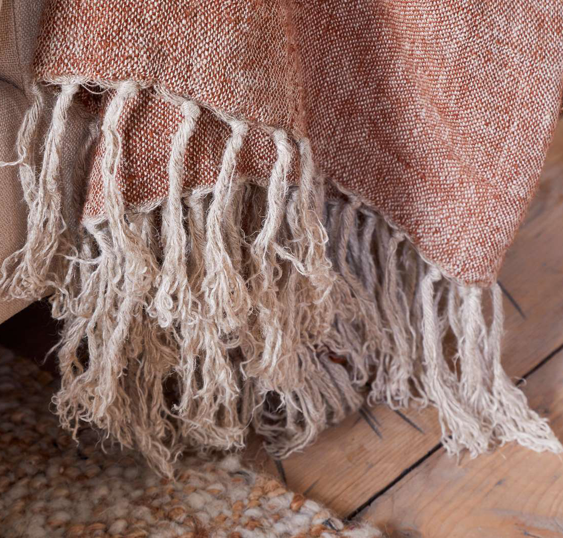 Kana Linen Throw - Rust