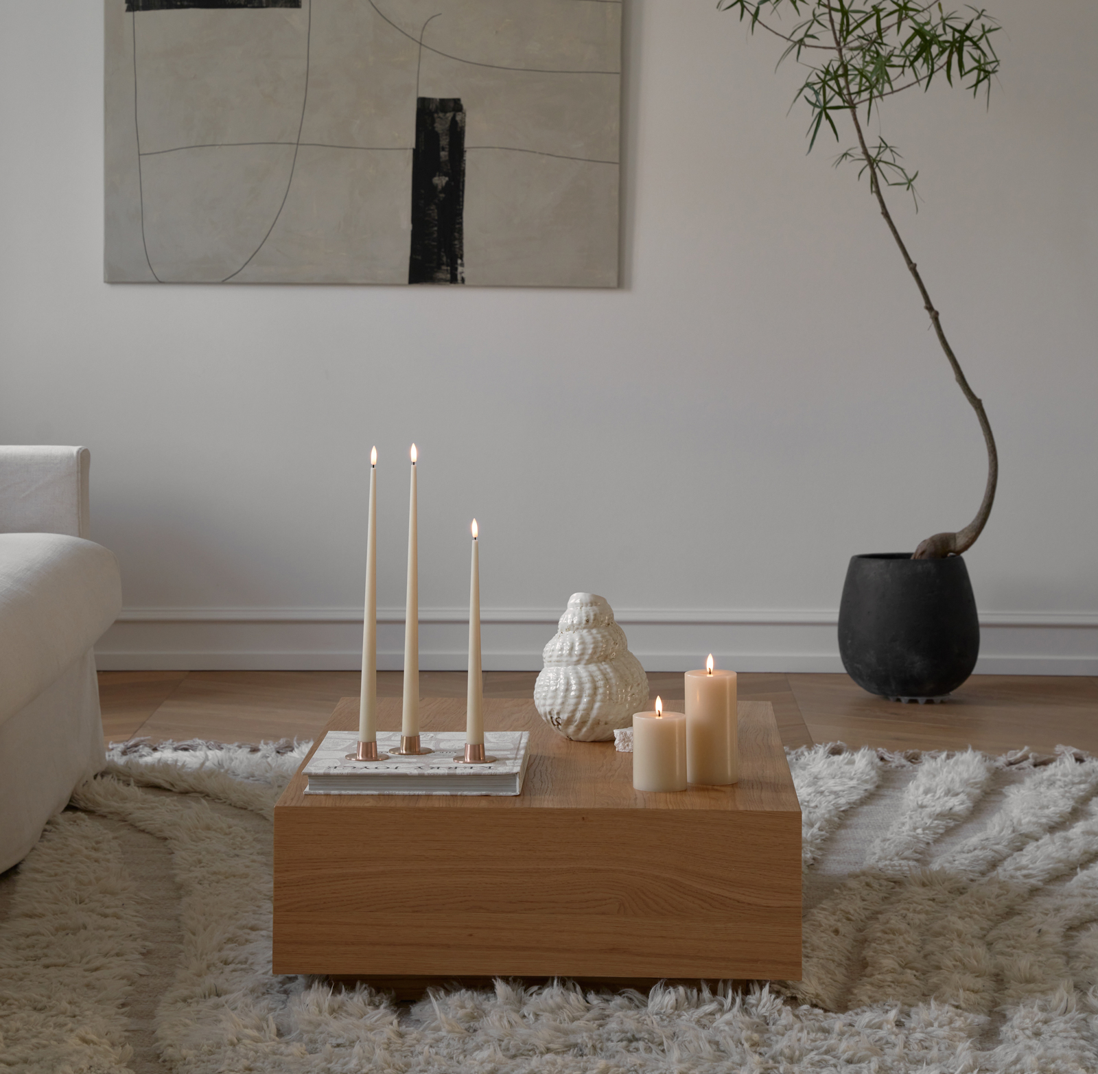 LED Pillar Candles - Pale Ginger (15cm) - Image 2