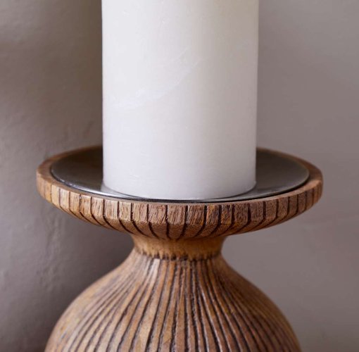 Omari Mango Wood Candlestick - Natural