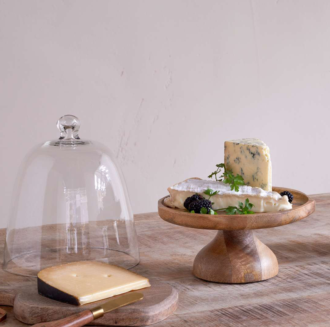 Kannati Mango Wood & Glass Cheese Stand