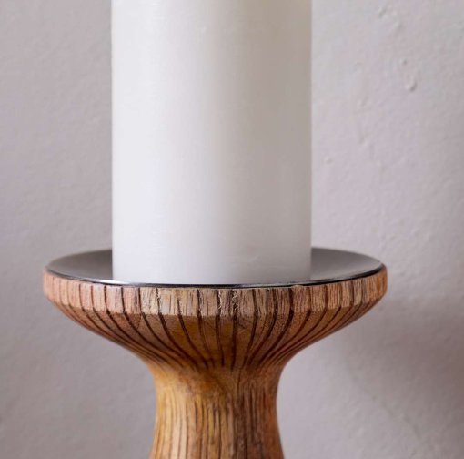 Omari Mango Wood Candlestick - Natural