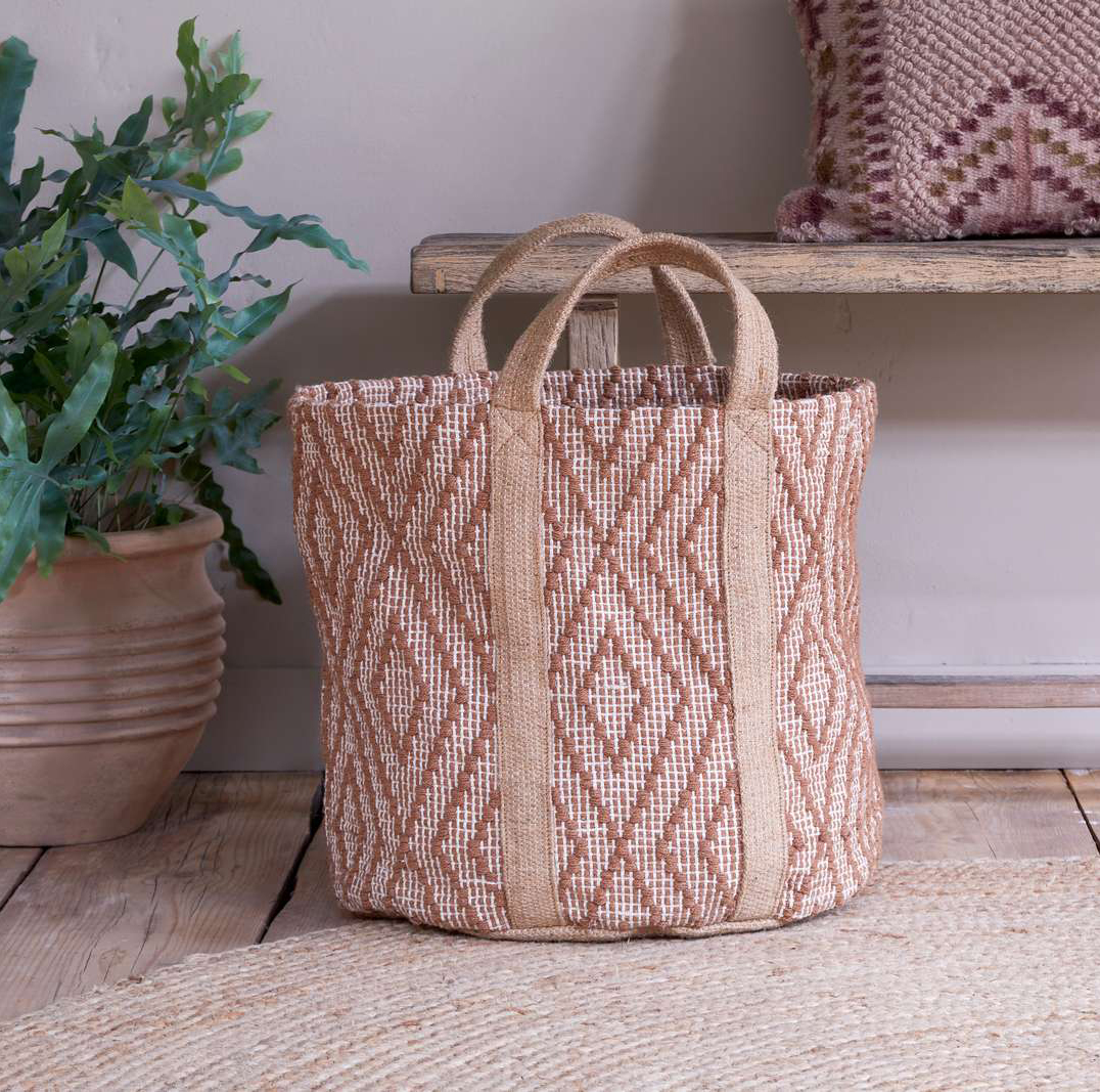 Renu Jute Basket - Rust & Natural