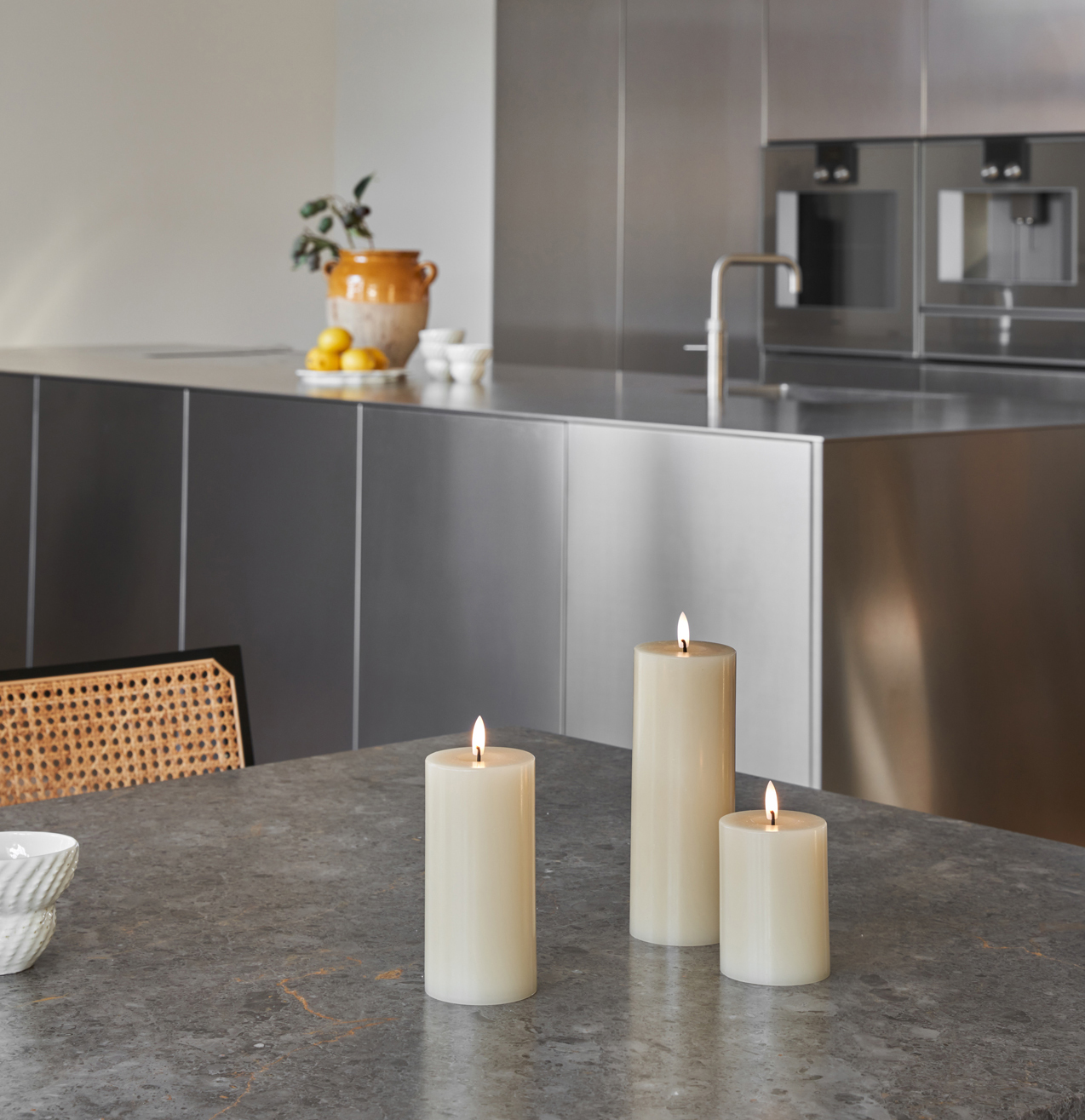 LED Pillar Candles - Pale Ginger (15cm)