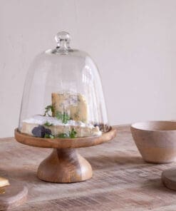 Kannati Mango Wood & Glass Cheese Stand