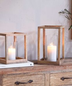Sanora Mango Wood Lantern - Natural