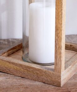 Sanora Mango Wood Lantern - Natural