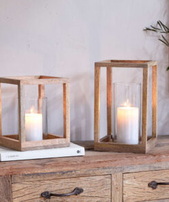Sanora Mango Wood Lantern - Natural