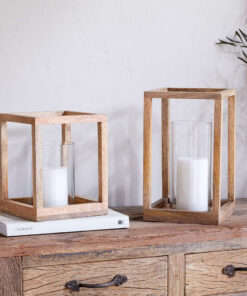 Sanora Mango Wood Lantern - Natural