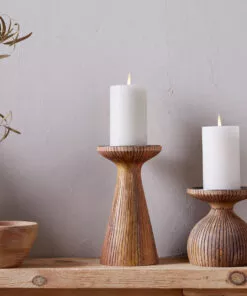 Omari Mango Wood Candlestick - Natural