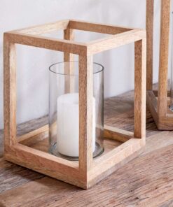Sanora Mango Wood Lantern - Natural