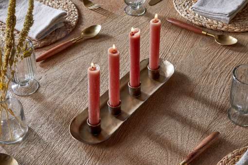 Amita Antique Brass Long Candle Holder