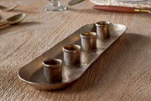 Amita Antique Brass Long Candle Holder