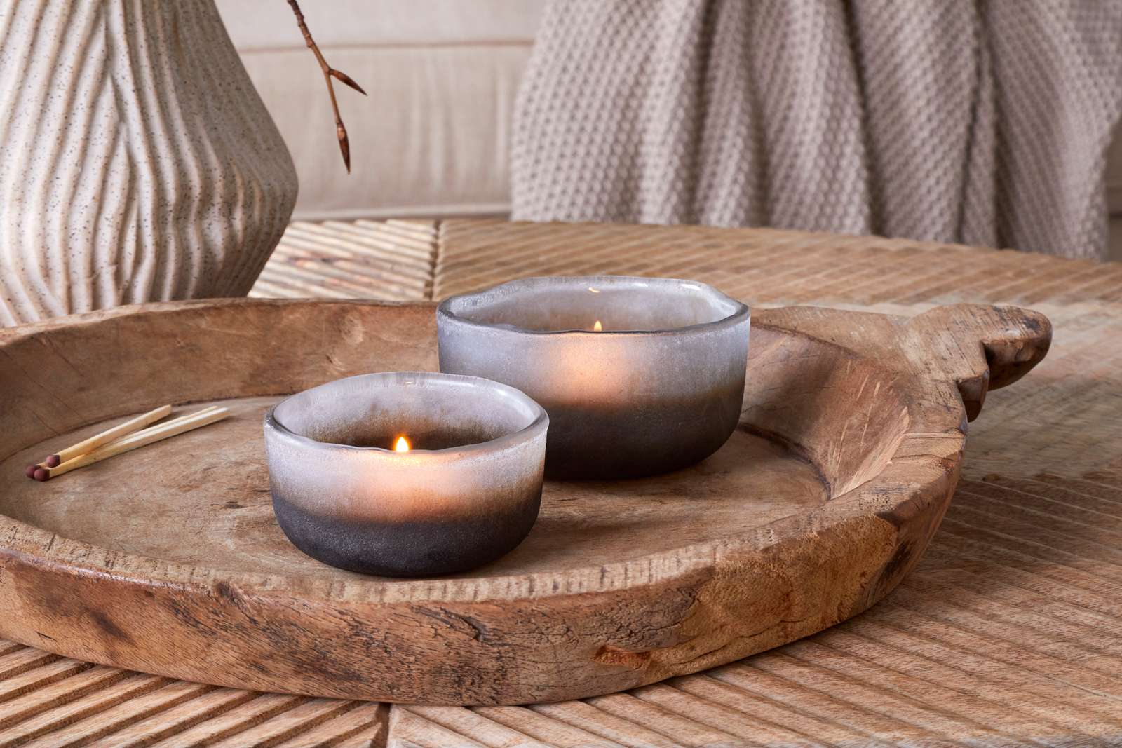 Janka Tealight Holders Smoked-Charcoal Set of 2
