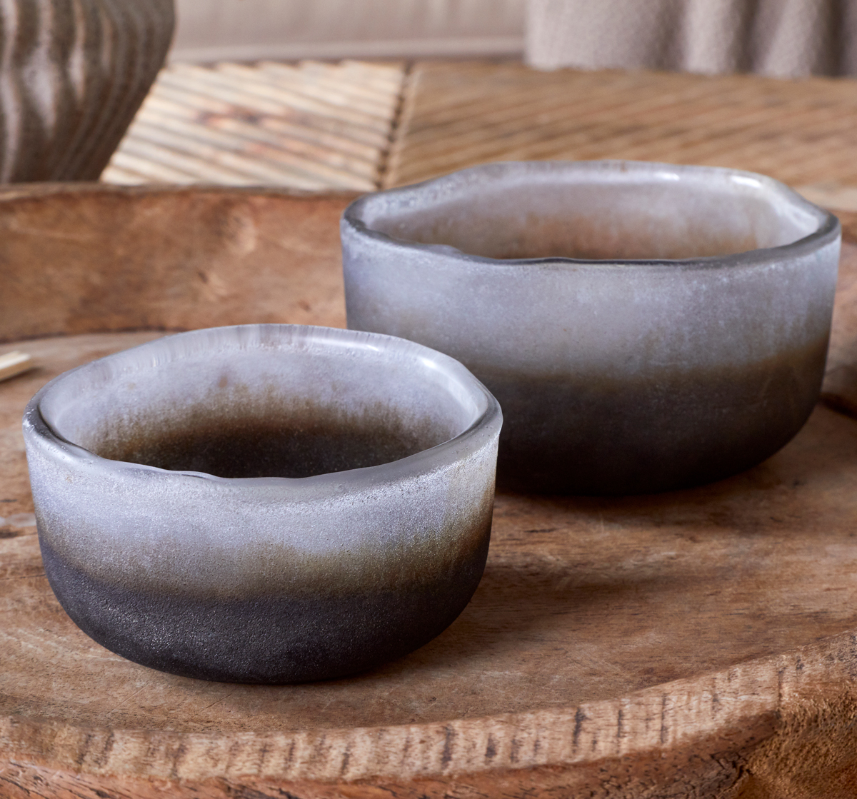 Janka Tealight Holders Smoked-Charcoal Set of 2