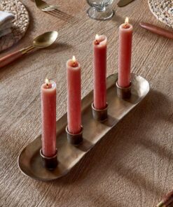 Amita Antique Brass Long Candle Holder