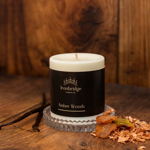 Amber Woods Pillar Candle - Small